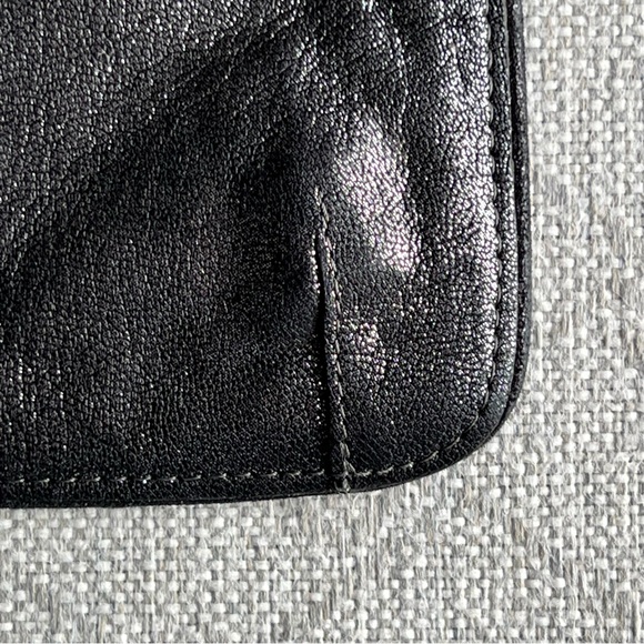 Abas Black Patent Leather and Silver Metallic-look Clutch